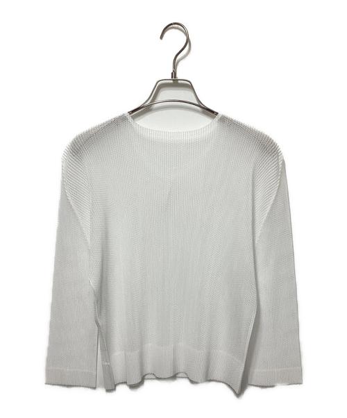 PLEATS PLEASE（プリーツプリーズ）PLEATS PLEASE (プリーツプリーズ) メッシュプリーツカーディガン ホワイト サイズ:3の古着・服飾アイテム