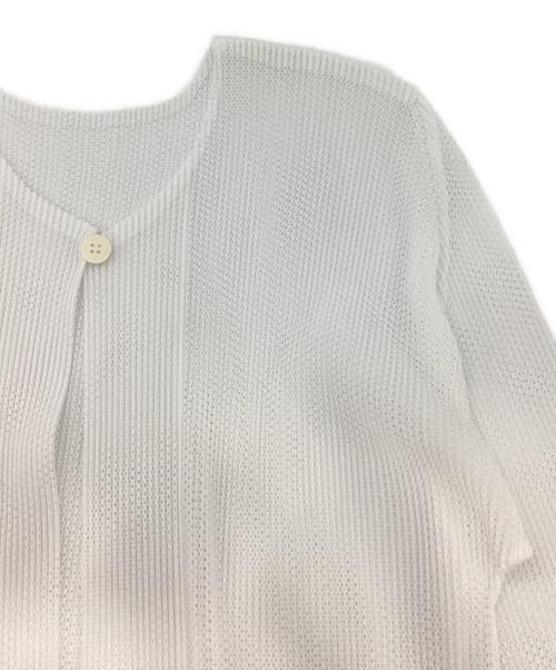 PLEATS PLEASE（プリーツプリーズ）PLEATS PLEASE (プリーツプリーズ) メッシュプリーツカーディガン ホワイト サイズ:3の古着・服飾アイテム