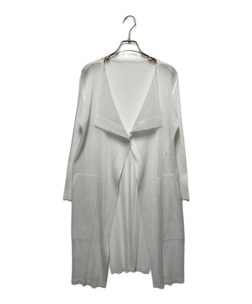 PLEATS PLEASE（プリーツプリーズ）PLEATS PLEASE (プリーツプリーズ) メッシュプリーツカーディガン ホワイト サイズ:3の古着・服飾アイテム