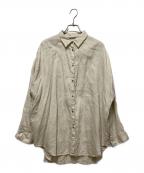 Spick and Spanスピック＆スパン）の古着「80リネンカシュクールビッグシャツ」｜ベージュ