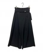 LIMI feuリミフゥ）の古着「ウエストロングベルトワイドパンツ」｜ブラック