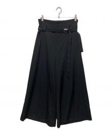 LIMI feu（リミフゥ）の古着「ウエストロングベルトワイドパンツ」｜ブラック