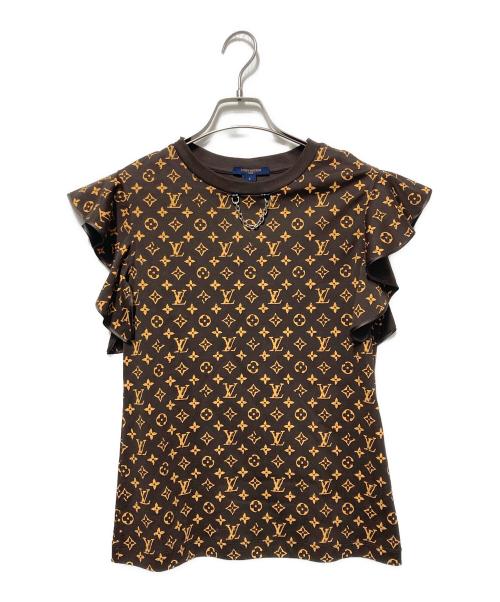 LOUIS VUITTON（ルイ ヴィトン）LOUIS VUITTON (ルイ ヴィトン) フラウンススリーブ モノグラム プリント Tシャツ ブラウン サイズ:Ｓの古着・服飾アイテム