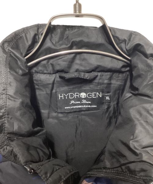 HYDROGEN（ハイドロゲン）HYDROGEN (ハイドロゲン) カモフラ柄ダウンベスト ブラック×ブルー サイズ:XLの古着・服飾アイテム