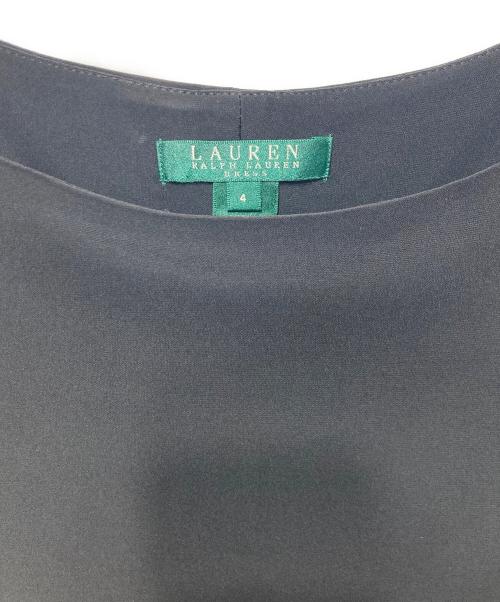 LAUREN RALPH LAUREN（ローレンラルフローレン）LAUREN RALPH LAUREN (ローレンラルフローレン) ジャージーノースリーブワンピース ブルー×ブラック サイズ:4の古着・服飾アイテム