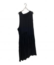 LIMI feu（リミフゥ）の古着「ギャザードッキングノースリーブワンピース」｜ブラック