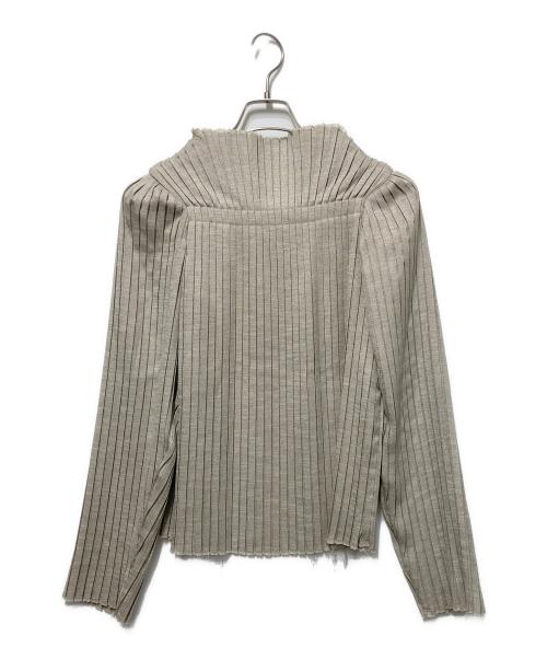 Uhr（ウーア）Uhr (ウーア) プリーツ カットオフ ブラウス ベージュ サイズ:Freeの古着・服飾アイテム
