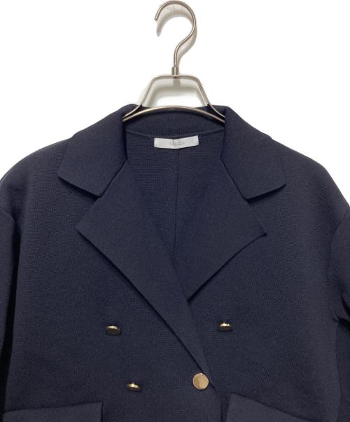 TORRAZZO DONNA（トラッゾドンナ）TORRAZZO DONNA (トラッゾドンナ) ミラノリブ ポリエステルニットジャケット ネイビー サイズ:freeの古着・服飾アイテム