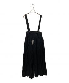 Noble（ノーブル）の古着「【洗える】ファジーリネンロングサスペンダー2wayパンツ」｜ブラック