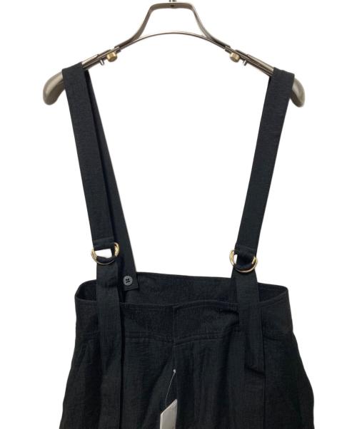 Noble（ノーブル）Noble (ノーブル) 【洗える】ファジーリネンロングサスペンダー2wayパンツ ブラック サイズ:38の古着・服飾アイテム