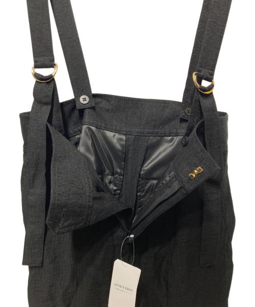 Noble（ノーブル）Noble (ノーブル) 【洗える】ファジーリネンロングサスペンダー2wayパンツ ブラック サイズ:38の古着・服飾アイテム