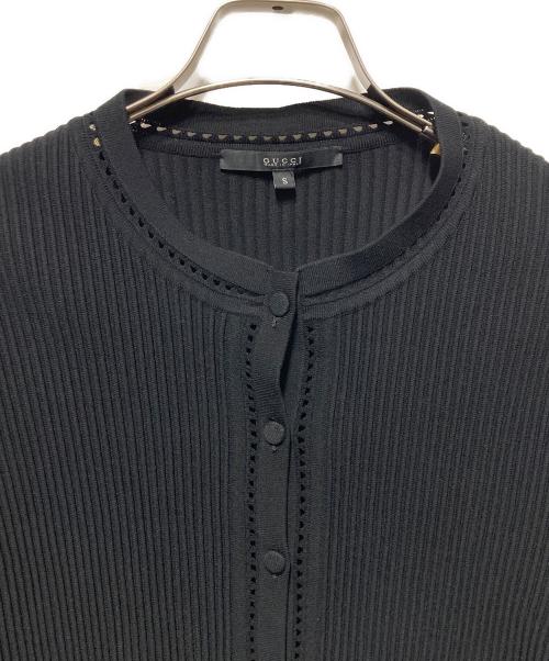 GUCCI（グッチ）GUCCI (グッチ) プリーツニットカーディガン ブラック サイズ:Sの古着・服飾アイテム