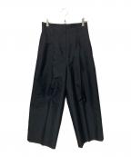 LANVIN COLLECTIONランバンコレクション）の古着「センタープレスワイドパンツ」｜ブラック