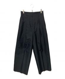 LANVIN COLLECTION（ランバンコレクション）の古着「センタープレスワイドパンツ」｜ブラック