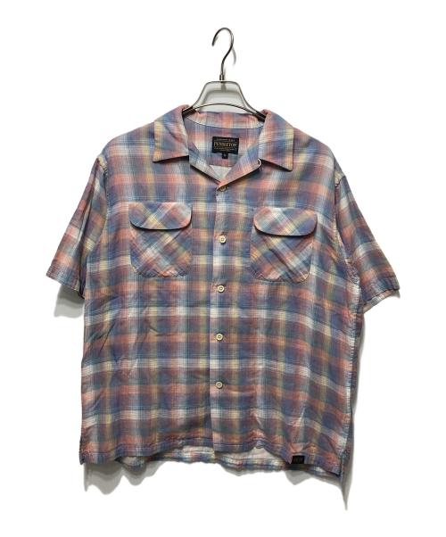 PENDLETON（ペンドルトン）PENDLETON (ペンドルトン) オープンカラーショートスリーブシャツ ピンク×ホワイト サイズ:Ｍの古着・服飾アイテム