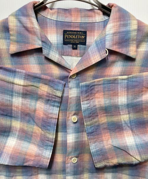 PENDLETON（ペンドルトン）PENDLETON (ペンドルトン) オープンカラーショートスリーブシャツ ピンク×ホワイト サイズ:Ｍの古着・服飾アイテム