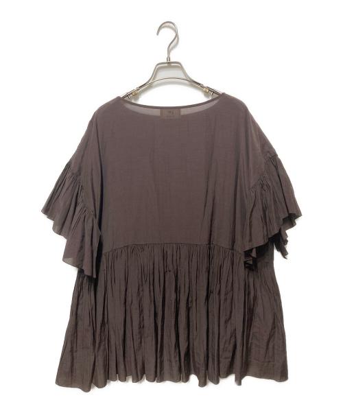 1er Arrondissement（プルミエ アロンディスモン）1er Arrondissement (プルミエ アロンディスモン) ギャザーブラウス ブラウン サイズ:freeの古着・服飾アイテム