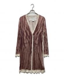 H&M×Maison Martin Margiela（エイチアンドエム×メゾンマルタンマルジェラ）の古着「ファー転写プリントロングカーディガン」｜ブラウン