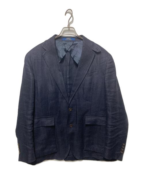 POLO RALPH LAUREN（ポロ・ラルフローレン）POLO RALPH LAUREN (ポロ・ラルフローレン) リネングレンチェックジャケット ネイビー サイズ:40Sの古着・服飾アイテム