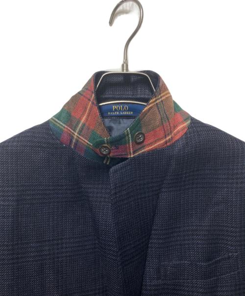 POLO RALPH LAUREN（ポロ・ラルフローレン）POLO RALPH LAUREN (ポロ・ラルフローレン) リネングレンチェックジャケット ネイビー サイズ:40Sの古着・服飾アイテム