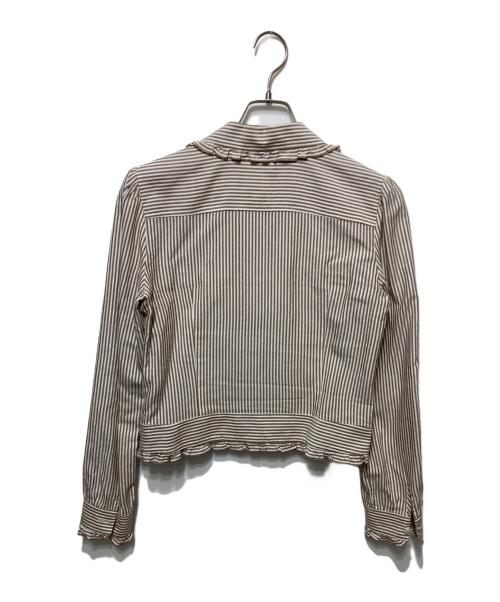 Rene（ルネ）Rene (ルネ) フリルストライプセットアップ ベージュ サイズ:38の古着・服飾アイテム