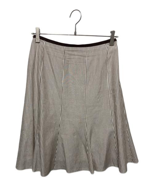 Rene（ルネ）Rene (ルネ) フリルストライプセットアップ ベージュ サイズ:38の古着・服飾アイテム