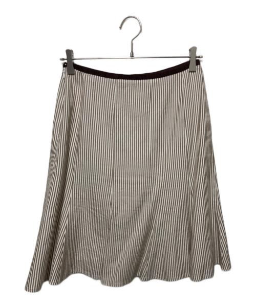 Rene（ルネ）Rene (ルネ) フリルストライプセットアップ ベージュ サイズ:38の古着・服飾アイテム
