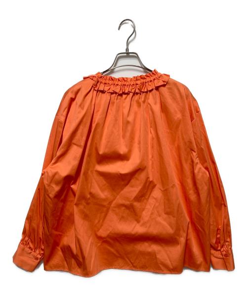 BALLSEY（ボールジィ）BALLSEY (ボールジィ) ハイカウントサテン フリルネックブラウス オレンジ サイズ:36の古着・服飾アイテム