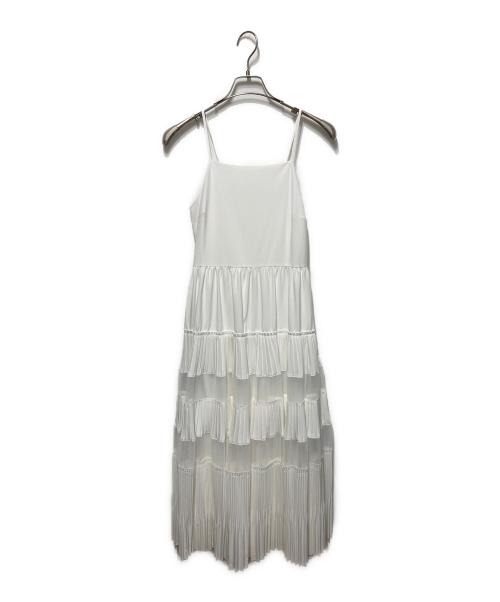 furfur（ファーファー）furfur (ファーファー) プリーツティアードキャミワンピース ホワイト サイズ:Fの古着・服飾アイテム