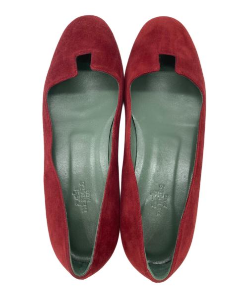 HERMES（エルメス）HERMES (エルメス) ジョイ スウェードパンプス レッド サイズ:37 1/2の古着・服飾アイテム