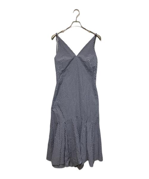 SAYAKA DAVIS（サヤカ デイヴィス）SAYAKA DAVIS (サヤカ デイヴィス) ギンガムチェックマーメイドワンピース ホワイト×ネイビー サイズ:2の古着・服飾アイテム