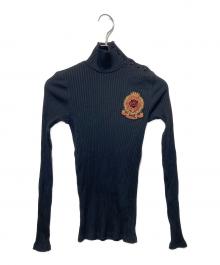 POLO RALPH LAUREN（ポロ・ラルフローレン）の古着「クレストパッチリブニット」｜ブラック