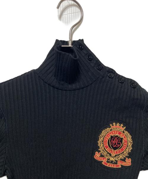 POLO RALPH LAUREN（ポロ・ラルフローレン）POLO RALPH LAUREN (ポロ・ラルフローレン) クレストパッチリブニット ブラック サイズ:XSの古着・服飾アイテム
