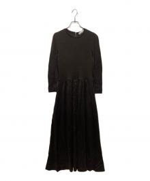 BORDERS at BALCONY（ボーダーズアットバルコニー）の古着「エルボーパッチニットワンピース」｜ブラウン