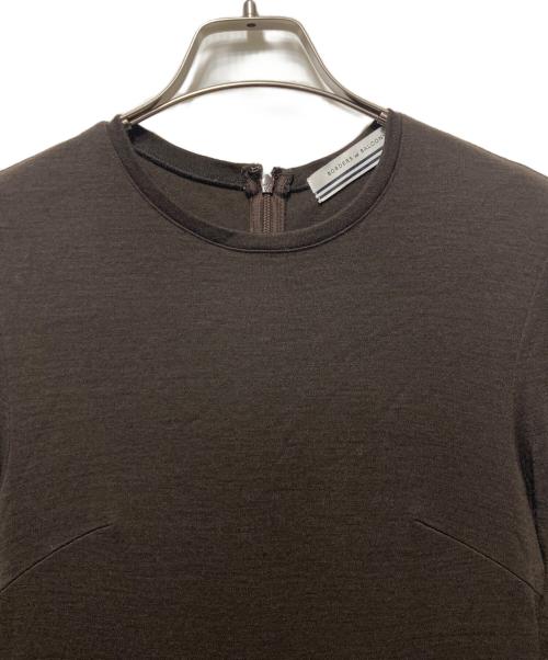 BORDERS at BALCONY（ボーダーズアットバルコニー）BORDERS at BALCONY (ボーダーズアットバルコニー) エルボーパッチニットワンピース ブラウン サイズ:36の古着・服飾アイテム