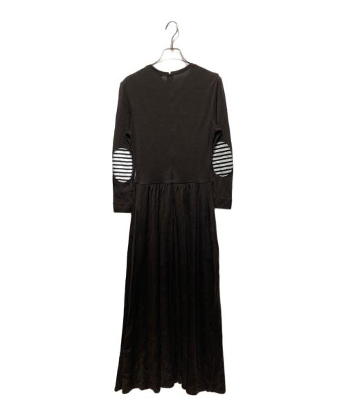 BORDERS at BALCONY（ボーダーズアットバルコニー）BORDERS at BALCONY (ボーダーズアットバルコニー) エルボーパッチニットワンピース ブラウン サイズ:36の古着・服飾アイテム