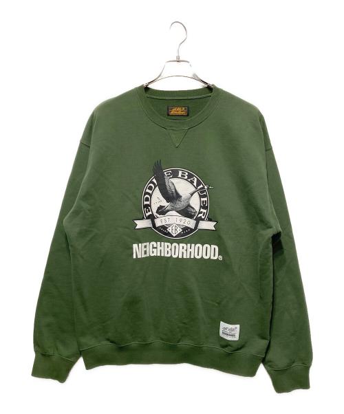 NEIGHBORHOOD（ネイバーフッド）NEIGHBORHOOD (ネイバーフッド) Eddie Bauer (エディーバウアー) WASHED SWEAT SHIRT LS グリーン サイズ:Ｌの古着・服飾アイテム