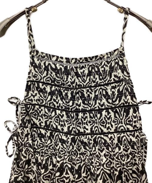 sara mallika（サラマリカ）sara mallika (サラマリカ) Cotton Lurex Ripple Print Cami Dress ブラック×ホワイト サイズ:Freeの古着・服飾アイテム