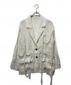 Andequalアンドコール）の古着「tulle pattern sheer jacket」｜ホワイト