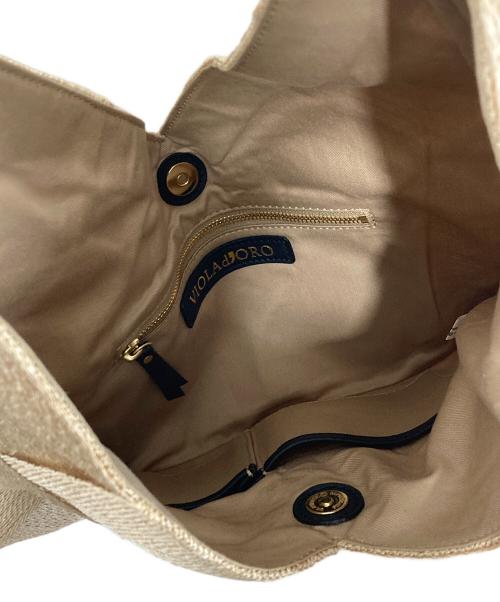 VIOLAd'ORO（ヴィオラドーロ）VIOLAd'ORO (ヴィオラドーロ) ストロートートバッグ ベージュの古着・服飾アイテム