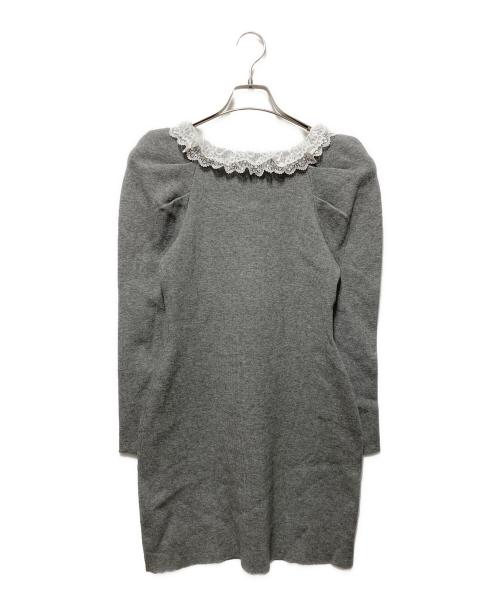 Snidel（スナイデル）Snidel (スナイデル) フリルネックニットワンピース グレー サイズ:freeの古着・服飾アイテム