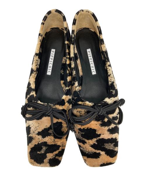 Pippichic（ピッピシック）Pippichic (ピッピシック) レオパードパンプス ブラック×ベージュ サイズ:37 1/2の古着・服飾アイテム