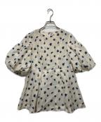 FRAY IDフレイ アイディー）の古着「ドロップショルダーパフスリーブチュニック」｜アイボリー×ブルー