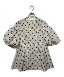 FRAY ID（フレイ アイディー）の古着「ドロップショルダーパフスリーブチュニック」｜アイボリー×ブルー