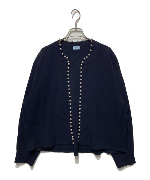 KUMIKYOKU（クミキョク）KUMIKYOKU (クミキョク) AMOSSAパール カーディガン ネイビー サイズ:7の古着・服飾アイテム