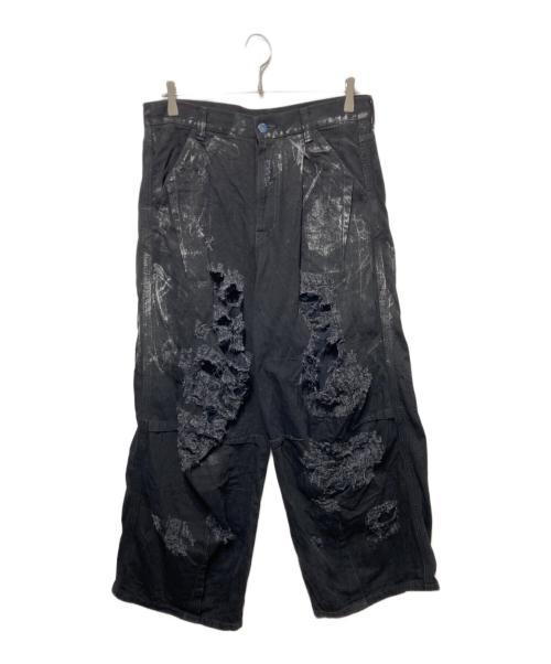 MUZE TURQUOISE LABEL（ミューズ ターコイズ レーベル）MUZE TURQUOISE LABEL (ミューズ ターコイズ レーベル) ダメージデニムパンツ ブラック サイズ:1の古着・服飾アイテム