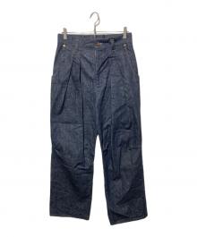 拳骨創造（ゲンコツクリエイト）の古着「タックデニムパンツ」｜インディゴ