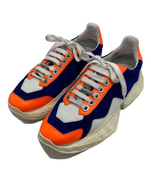 JIMMY CHOO（ジミーチュウ）JIMMY CHOO (ジミーチュウ) ダイヤモンドスニーカー オレンジ×ネイビー サイズ:36の古着・服飾アイテム