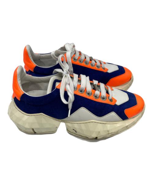 JIMMY CHOO（ジミーチュウ）JIMMY CHOO (ジミーチュウ) ダイヤモンドスニーカー オレンジ×ネイビー サイズ:36の古着・服飾アイテム