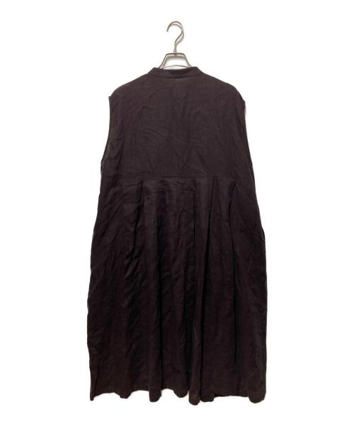 Honnete（オネット）Honnete (オネット) コットンタイプライターマンダリンカラータックドレス ブラウン サイズ:freeの古着・服飾アイテム